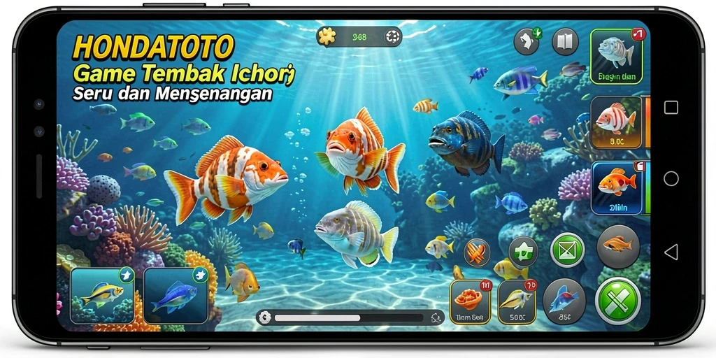 Screenshot gameplay HONDATOTO menampilkan keseruan menembak ikan.