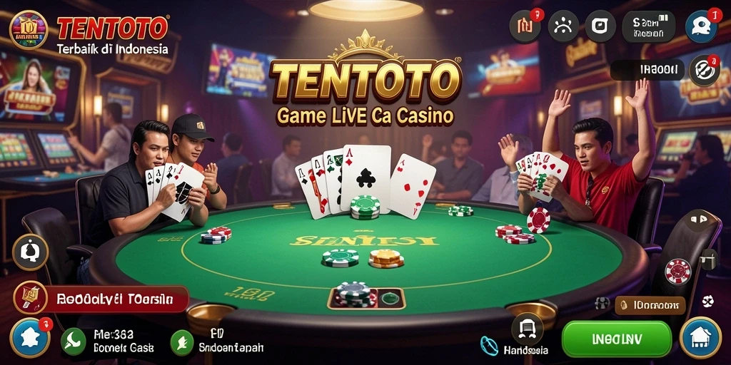 Gameplay mendebarkan TENTOTO dengan dealer langsung di meja kasino.