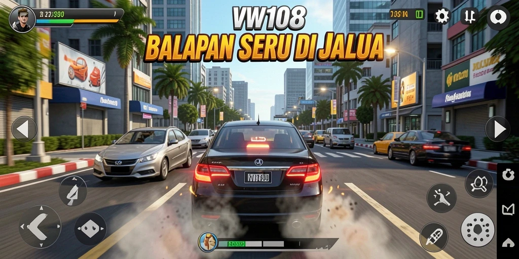 Tampilan gameplay balapan yang mendebarkan dari VW108.